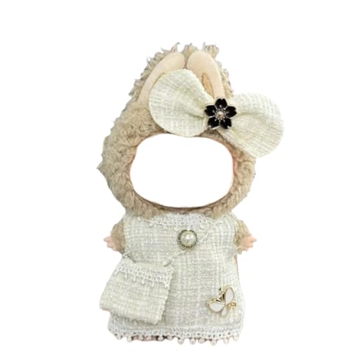Juyuup 17cm Mädchen Plüschtier-Kleidungsset (Ohne Puppen) - Weicher Stoff-Latzhose & Mütze für 15-20cm Figuren (Stil 13) von Juyuup