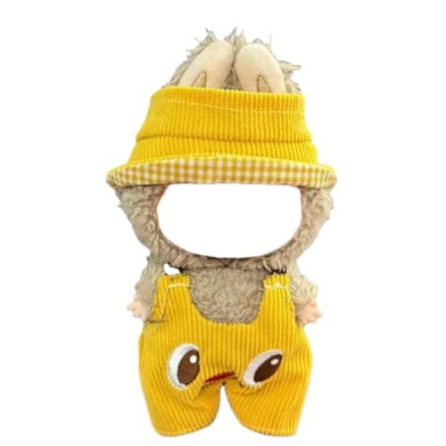 Juyuup 17cm Mädchen Plüschtier-Kleidungsset (Ohne Puppen) - Weicher Stoff-Latzhose & Mütze für 15-20cm Figuren (Stil 16) von Juyuup