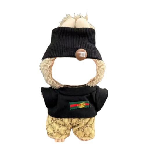 Juyuup 17cm Mädchen Plüschtier-Kleidungsset (Ohne Puppen) - Weicher Stoff-Latzhose & Mütze für 15-20cm Figuren (Stil 18) von Juyuup