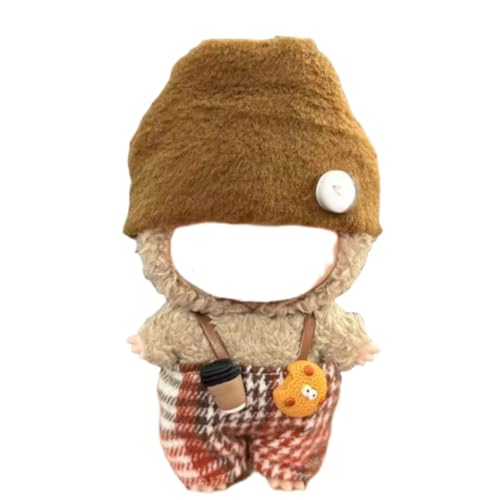 Juyuup 17cm Mädchen Plüschtier-Kleidungsset (Ohne Puppen) - Weicher Stoff-Latzhose & Mütze für 15-20cm Figuren (Stil 19) von Juyuup