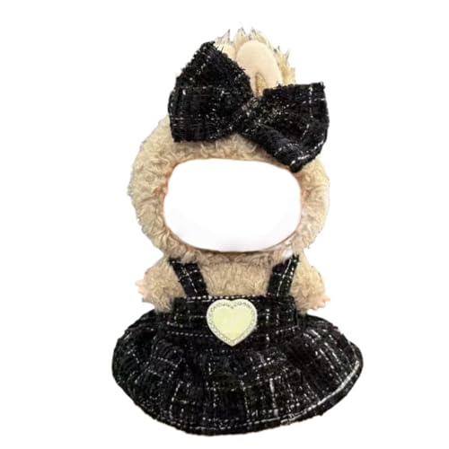 Juyuup 17cm Mädchen Plüschtier-Kleidungsset (Ohne Puppen) - Weicher Stoff-Latzhose & Mütze für 15-20cm Figuren (Stil 2) von Juyuup
