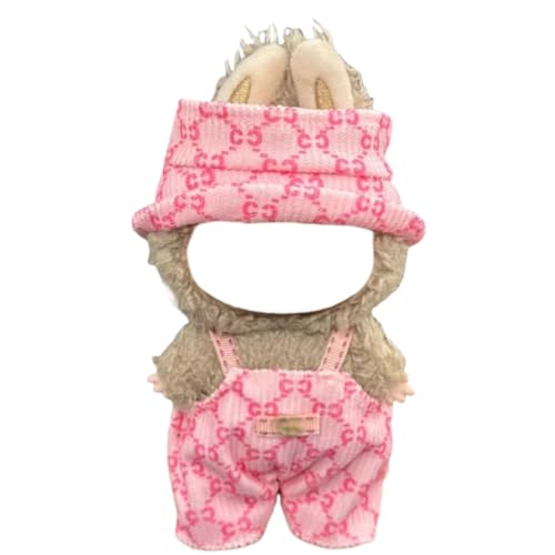 Juyuup 17cm Mädchen Plüschtier-Kleidungsset (Ohne Puppen) - Weicher Stoff-Latzhose & Mütze für 15-20cm Figuren (Stil 20) von Juyuup