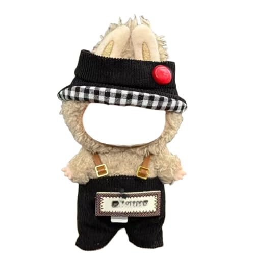Juyuup 17cm Mädchen Plüschtier-Kleidungsset (Ohne Puppen) - Weicher Stoff-Latzhose & Mütze für 15-20cm Figuren (Stil 21) von Juyuup