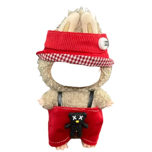 Juyuup 17cm Mädchen Plüschtier-Kleidungsset (Ohne Puppen) - Weicher Stoff-Latzhose & Mütze für 15-20cm Figuren (Stil 22) von Juyuup