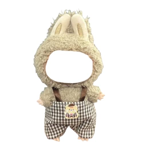 Juyuup 17cm Mädchen Plüschtier-Kleidungsset (Ohne Puppen) - Weicher Stoff-Latzhose & Mütze für 15-20cm Figuren (Stil 24) von Juyuup