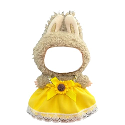 Juyuup 17cm Mädchen Plüschtier-Kleidungsset (Ohne Puppen) - Weicher Stoff-Latzhose & Mütze für 15-20cm Figuren (Stil 26) von Juyuup