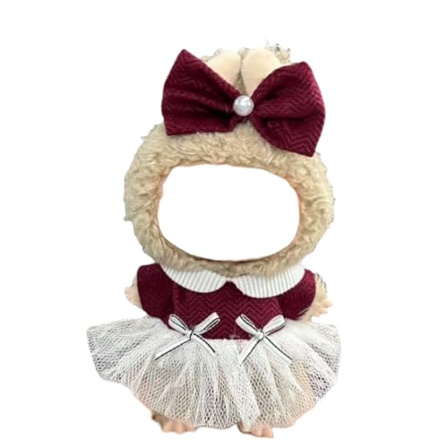 Juyuup 17cm Mädchen Plüschtier-Kleidungsset (Ohne Puppen) - Weicher Stoff-Latzhose & Mütze für 15-20cm Figuren (Stil 28) von Juyuup