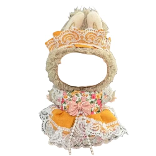 Juyuup 17cm Mädchen Plüschtier-Kleidungsset (Ohne Puppen) - Weicher Stoff-Latzhose & Mütze für 15-20cm Figuren (Stil 29) von Juyuup