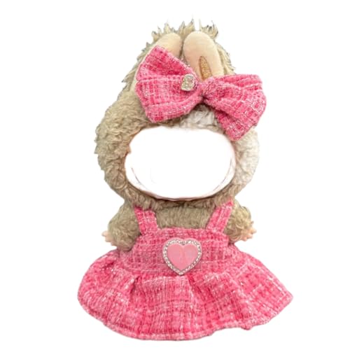 Juyuup 17cm Mädchen Plüschtier-Kleidungsset (Ohne Puppen) - Weicher Stoff-Latzhose & Mütze für 15-20cm Figuren (Stil 3) von Juyuup