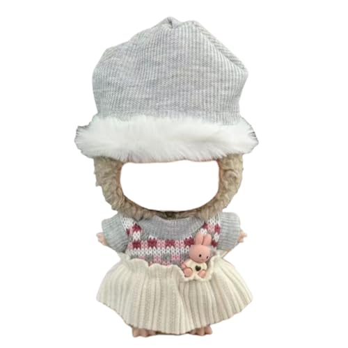 Juyuup 17cm Mädchen Plüschtier-Kleidungsset (Ohne Puppen) - Weicher Stoff-Latzhose & Mütze für 15-20cm Figuren (Stil 30) von Juyuup