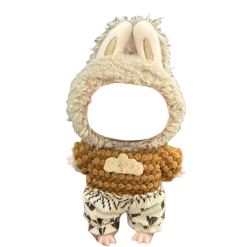 Juyuup 17cm Mädchen Plüschtier-Kleidungsset (Ohne Puppen) - Weicher Stoff-Latzhose & Mütze für 15-20cm Figuren (Stil 31) von Juyuup