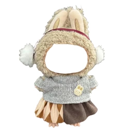 Juyuup 17cm Mädchen Plüschtier-Kleidungsset (Ohne Puppen) - Weicher Stoff-Latzhose & Mütze für 15-20cm Figuren (Stil 32) von Juyuup