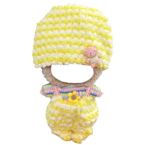 Juyuup 17cm Mädchen Plüschtier-Kleidungsset (Ohne Puppen) - Weicher Stoff-Latzhose & Mütze für 15-20cm Figuren (Stil 34) von Juyuup