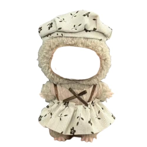 Juyuup 17cm Mädchen Plüschtier-Kleidungsset (Ohne Puppen) - Weicher Stoff-Latzhose & Mütze für 15-20cm Figuren (Stil 35) von Juyuup
