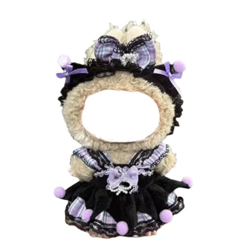 Juyuup 17cm Mädchen Plüschtier-Kleidungsset (Ohne Puppen) - Weicher Stoff-Latzhose & Mütze für 15-20cm Figuren (Stil 36) von Juyuup