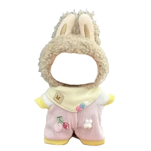 Juyuup 17cm Mädchen Plüschtier-Kleidungsset (Ohne Puppen) - Weicher Stoff-Latzhose & Mütze für 15-20cm Figuren (Stil 37) von Juyuup