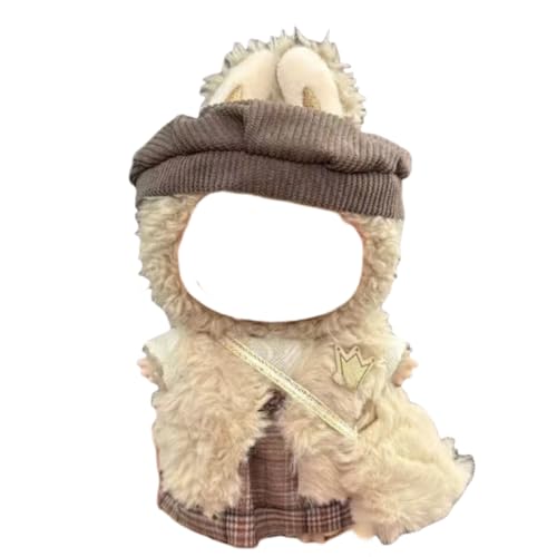 Juyuup 17cm Mädchen Plüschtier-Kleidungsset (Ohne Puppen) - Weicher Stoff-Latzhose & Mütze für 15-20cm Figuren (Stil 38) von Juyuup