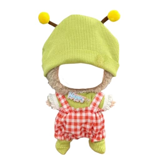 Juyuup 17cm Mädchen Plüschtier-Kleidungsset (Ohne Puppen) - Weicher Stoff-Latzhose & Mütze für 15-20cm Figuren (Stil 39) von Juyuup