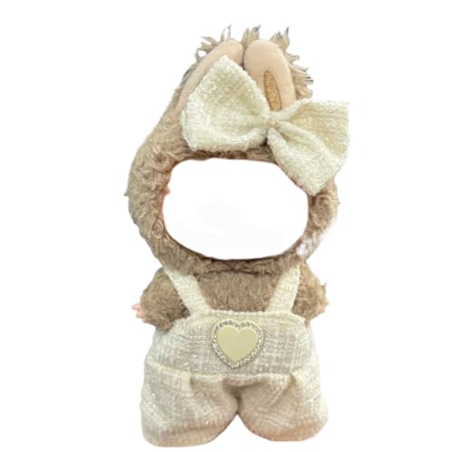 Juyuup 17cm Mädchen Plüschtier-Kleidungsset (Ohne Puppen) - Weicher Stoff-Latzhose & Mütze für 15-20cm Figuren (Stil 4) von Juyuup