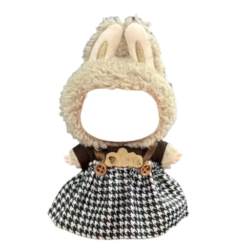 Juyuup 17cm Mädchen Plüschtier-Kleidungsset (Ohne Puppen) - Weicher Stoff-Latzhose & Mütze für 15-20cm Figuren (Stil 42) von Juyuup