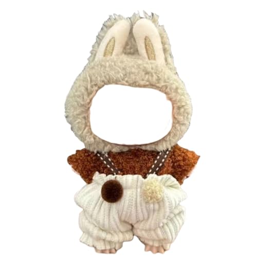 Juyuup 17cm Mädchen Plüschtier-Kleidungsset (Ohne Puppen) - Weicher Stoff-Latzhose & Mütze für 15-20cm Figuren (Stil 43) von Juyuup