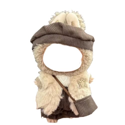 Juyuup 17cm Mädchen Plüschtier-Kleidungsset (Ohne Puppen) - Weicher Stoff-Latzhose & Mütze für 15-20cm Figuren (Stil 45) von Juyuup