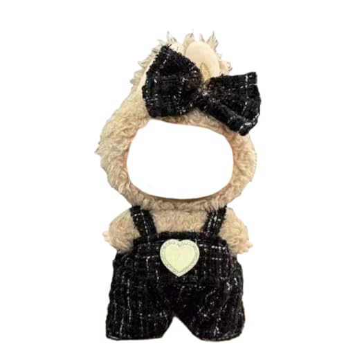 Juyuup 17cm Mädchen Plüschtier-Kleidungsset (Ohne Puppen) - Weicher Stoff-Latzhose & Mütze für 15-20cm Figuren (Stil 5) von Juyuup