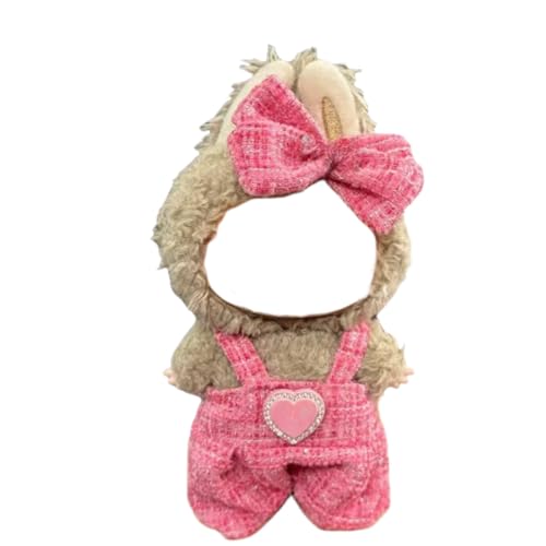Juyuup 17cm Mädchen Plüschtier-Kleidungsset (Ohne Puppen) - Weicher Stoff-Latzhose & Mütze für 15-20cm Figuren (Stil 6) von Juyuup