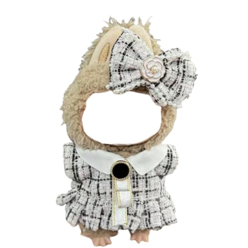 Juyuup 17cm Mädchen Plüschtier-Kleidungsset (Ohne Puppen) - Weicher Stoff-Latzhose & Mütze für 15-20cm Figuren (Stil 7) von Juyuup