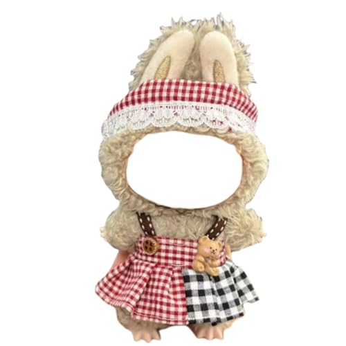 Juyuup 17cm Mädchen Plüschtier-Kleidungsset (Ohne Puppen) - Weicher Stoff-Latzhose & Mütze für 15-20cm Figuren (Stil 8) von Juyuup