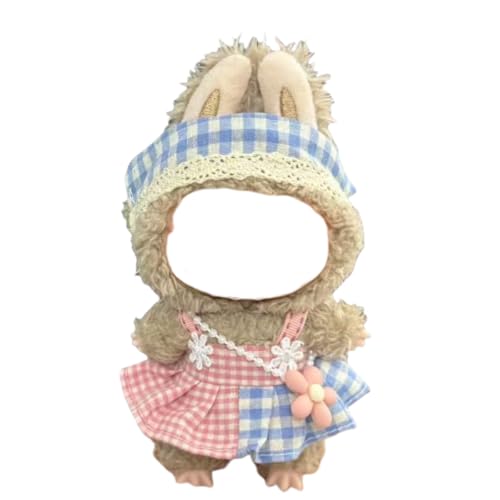 Juyuup 17cm Mädchen Plüschtier-Kleidungsset (Ohne Puppen) - Weicher Stoff-Latzhose & Mütze für 15-20cm Figuren (Stil 9) von Juyuup