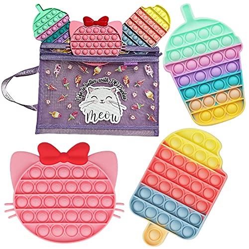 Push Pop Bubble Sensory Fidget Toy Hello It Kitty Cat Popsicle Boba Tea Fidgets Poppits Packs Special Needs Toys Fidget Poppers Pack Stress Relief Toys Autism Toys Figitsss Pack for Girls Popers Toys von JuzPlaykids