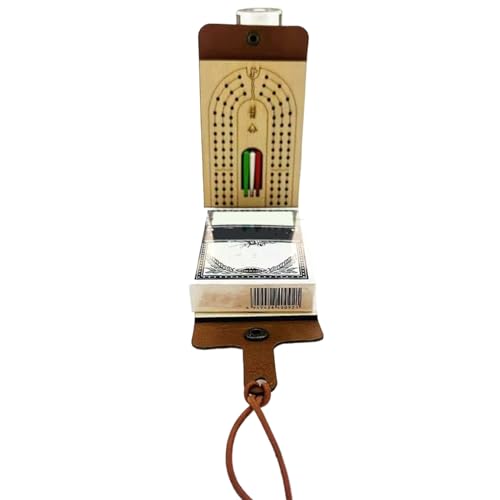 Cribbage Board Game Set, Classic Wooden Cribbage Game, Faux Leather Travel Case, Portable Scorekeeping Board, Compact Peg Storage, Family Play Night Favourite, Home Travel Fun von Jvjggag