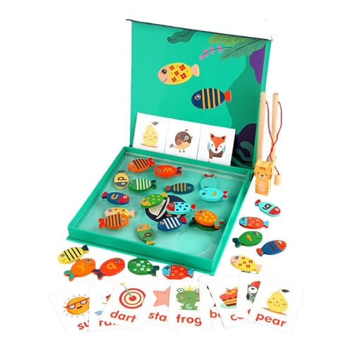 Fishing Game, Spelling Toys, Educational Toys, Wooden Letter Games, Wooden Board Colorful Fish Pieces Letters and Numbers Enhances Learning Sturdy Material Easy to Use Adds Fun for Kids Ages 3+ von Jvjggag