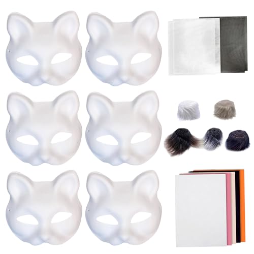 Jvjggag Cat Mask Kit, Costume Craft Set, Creative Activity Boosts Imagination, PVC Fabric Fits All Ages, Fun Party Props for Cosplay Events, Masquerade for Men or Women, Halloween Craft von Jvjggag