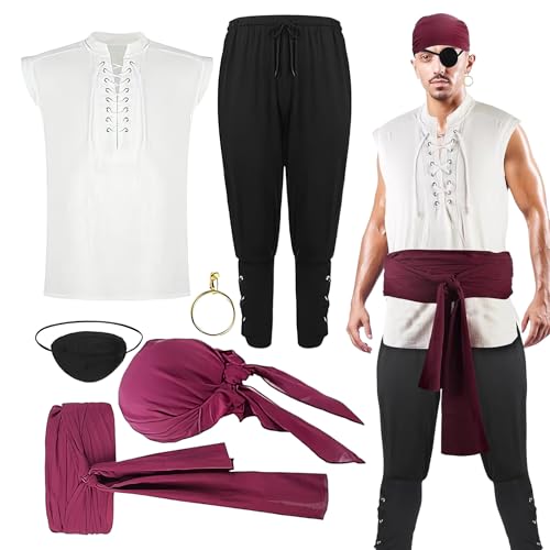 Jvjggag Halloween-Piratenkostüme, Halloween-Party-Kostüm, Piraten-Outfit, Cosplay-Renaissance-Zubehör für Erwachsene, Theater, Vater, Maskerade, Festival, Event, Freund, Urlaub von Jvjggag