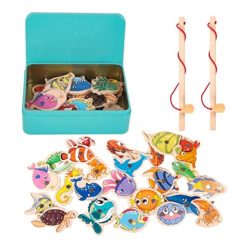 Jvjggag Kids Fishing Game, Fish Catching Toy, Sensory Learning, Educational Wooden Game, Cognitive Development Tool, Parent Child Interaction, 6.69x5.71x1.57 Inches, Multi-Color, 1 Set Jvjggag Kids Fishing Game, Fish Catching Toy, Sensory Learning, Educational Wooden Game, Cognitive Development Tool, Parent Child Interaction, 6.69x5.71x1.57 Inches, Multi-Color, 1 Set von Jvjggag
