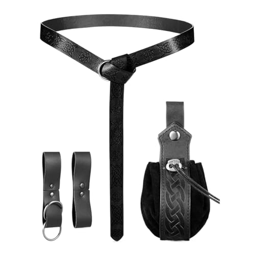 Renaissance-Gürtel, Cosplay-Tasche, Kostümzubehör, PU-Ledergeldbörse, Themen-Outfit-, ideal für Kongresstheater-Party, mittlere Größe, Schwarz, 4 Stück, 1 Set, Schwarz, Refer to Renaissance-Gürtel, Cosplay-Tasche, Kostümzubehör, PU-Ledergeldbörse, Themen-Outfit-, ideal für Kongresstheater-Party, mittlere Größe, Schwarz, 4 Stück, 1 Set, Schwarz, Refer to von Jvjggag