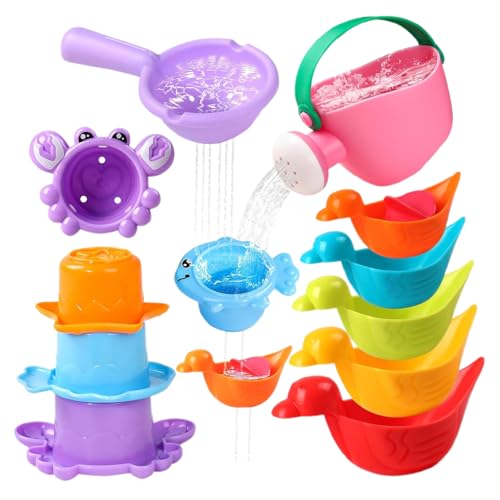Toddler Bath Toys, Pool Toys for Kids, Creative Educational Fidget, Floating Duck Boats, Stackable Cups, Ideal for Beach Shower Travel Use, Various Size Multi-Color, 10 Pieces Toddler Bath Toys, Pool Toys for Kids, Creative Educational Fidget, Floating Duck Boats, Stackable Cups, Ideal for Beach Shower Travel Use, Various Size Multi-Color, 10 Pieces von Jvjggag