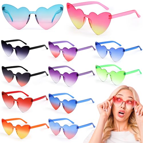 Jwogngls 12 Paar Herz Sonnenbrille, Transparente Bonbonfarbe Herzbrille, Hippie Partybrillen für Geburtstagsfeier Jwogngls 12 Paar Herz Sonnenbrille, Transparente Bonbonfarbe Herzbrille, Hippie Partybrillen für Geburtstagsfeier von Jwogngls