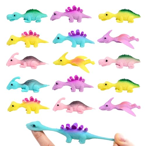 Jwogngls 25 Stück Schleuder Dinosaurier Spielzeug, Schleuder-Dinosaurier-Fingerspielzeug Elastischer, Fliegender Finger-Dinosaurier, Dinosaurier Party Spielzeug für Kinder (Zufällige Farbe) von Jwogngls