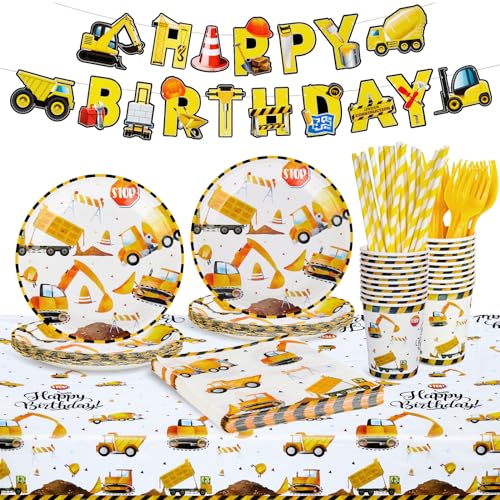 wogngls 103 Stück Bagger Partygeschirr Set Kindergeburtstag Deko, Partygeschirr Kindergeburtstag Bagger Geburtstag Deko 2 Jahre Junge, Baustelle Party Tischdecke Pappteller Becher Servietten Banner wogngls 103 Stück Bagger Partygeschirr Set Kindergeburtstag Deko, Partygeschirr Kindergeburtstag Bagger Geburtstag Deko 2 Jahre Junge, Baustelle Party Tischdecke Pappteller Becher Servietten Banner von Jwogngls