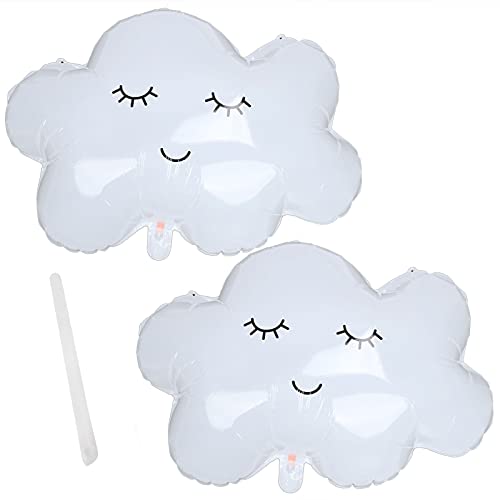 4pcs weiße Wolkenfolienballons für Babyparty, Geburtstagsfeier, Hochzeitsdekorationen, süße Wolkenballons mit Blasrohr für Partyzubehör für Themen von Jwthee