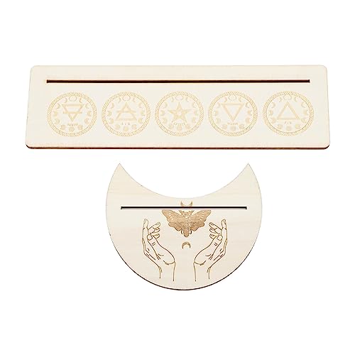 Jwthee 2 Stück Tarotkartenständer aus Holz, rechteckige Tarotkartenanzeige in verschiedenen Formen, Wahrsagehalter, Wahrsageständer aus Holz zur Dekoration (A) von Jwthee