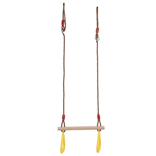 Jwthee Holz-Trapez-Schaukel-Bar mit Gym-Ringen, Hochleistungs-Trapez-Holzstab-Kinder-Schaukel-Bar-Ringe Hochfeste Trapez-Bar für Garten-Innenhof von Jwthee