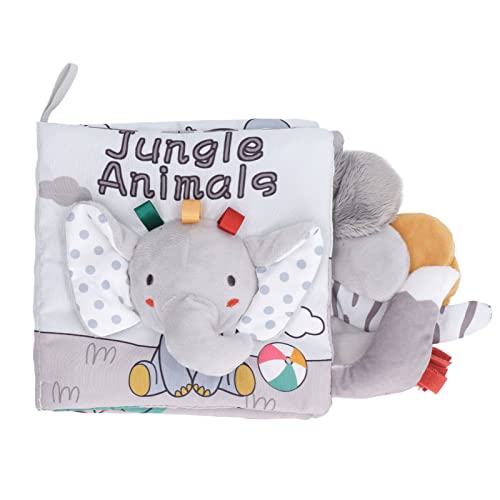 Jxngery Babytuchbücher kaubare 3D -Bildung weiche Tiertuchbücher für Säuglinge grau Weiß (Elefant) von Jxngery