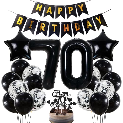 Geburtstagsdeko 70. Geburtstag Schwarz - Dekoration für Jungen und Mädchen Mit Luftballons - Party Deko für 70 Jahre von Jxuzh