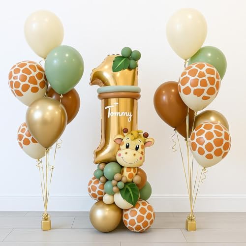 Jxuzh 1.Dschungel Geburtstag Dekoration Set Junge Dschungel Deko Luftballons 1 Jahre Kindergeburtstag Deko 1. geburtstag junge Kindergarten safari Urwald Party Geburtstag Safari geburtstagsdeko 30pcs von Jxuzh