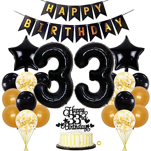 Jxuzh 33. Geburtstag Dekorationen Gold Schwarz Deko 33 Geburtstag Männer 33 Jahre Kindergeburtstag Deko Luftballon 33. Geburtstag Luftballons Girlande 33 Jahre Geburtstagsdeko für frauen männer Jxuzh 33. Geburtstag Dekorationen Gold Schwarz Deko 33 Geburtstag Männer 33 Jahre Kindergeburtstag Deko Luftballon 33. Geburtstag Luftballons Girlande 33 Jahre Geburtstagsdeko für frauen männer von Jxuzh