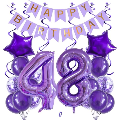 Jxuzh 48 geburtstagsdeko Luftballons Set Lila,40 Zoll Folienballon Zahl 48(100cm) Lila Ballons-25 Stück-für Geburtstag,Dekoration,Luft/Heliumballon von Jxuzh